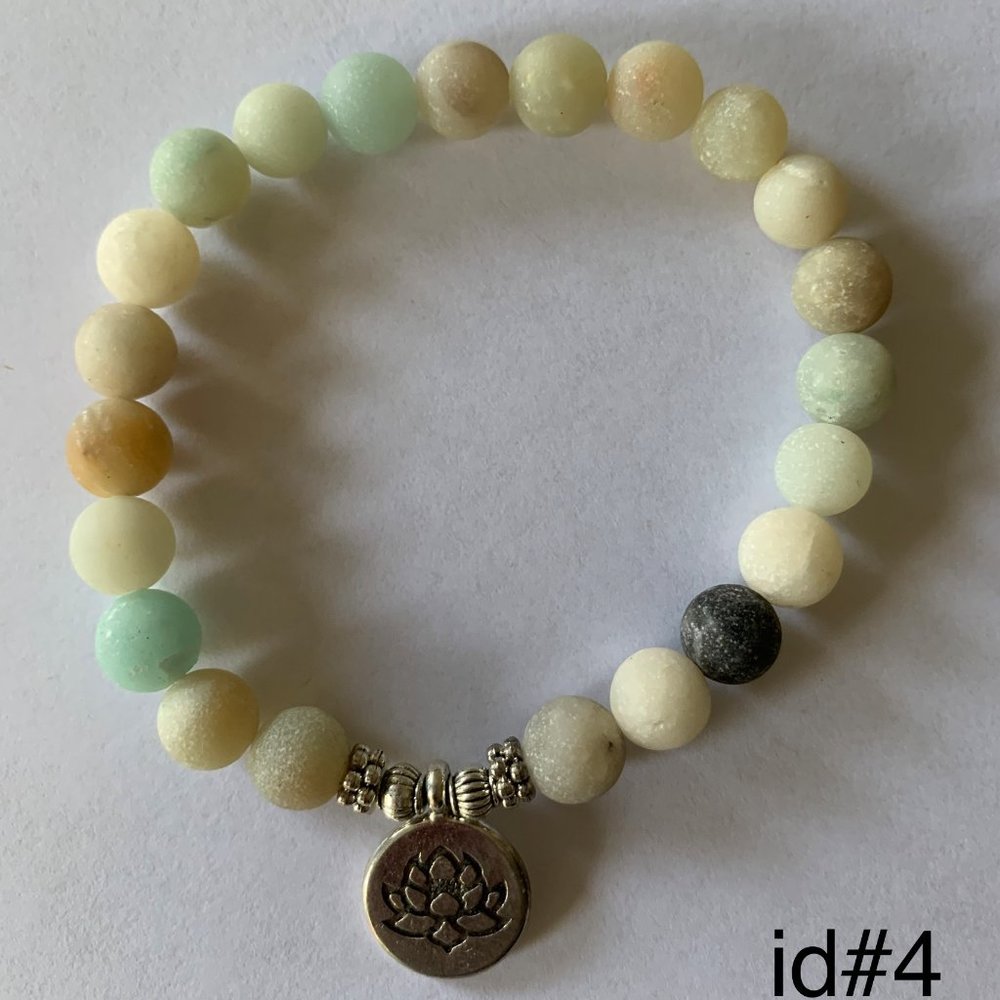 Amazonite bracelet lotus pendant